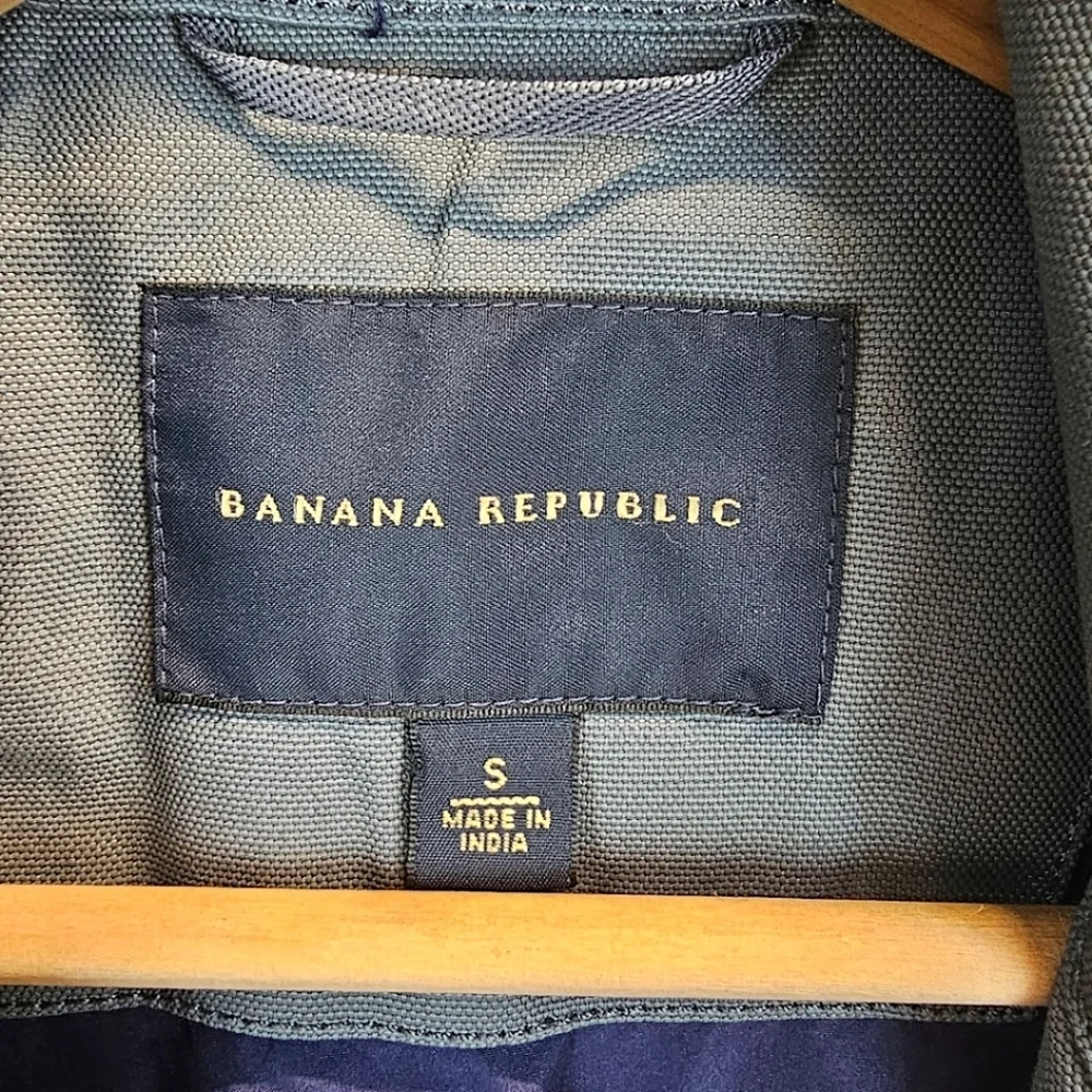 Banana Republic Men's Steel Gray Lightweight Safari Jacket Small Nylon Canvas